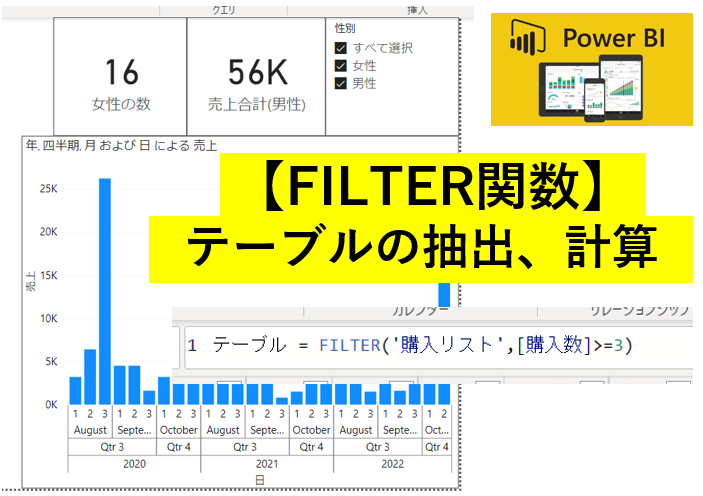 PowerBI　DAX　FILTER　FILTER関数